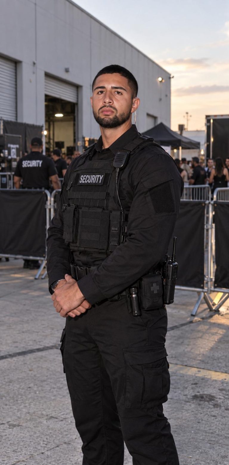 Agente de seguridad de V&D en un evento al aire libre